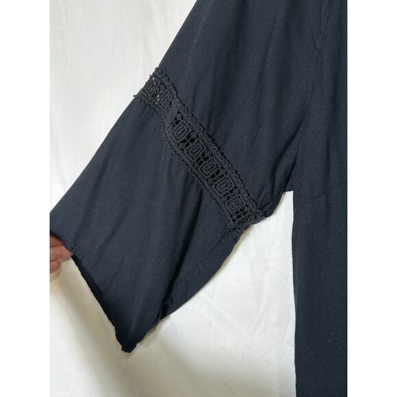 Ellos Women's BOHO Deep V Peasant Blouse with Crochet Accents 3/4 Sleeve Size 8 - Picture 3 of 5